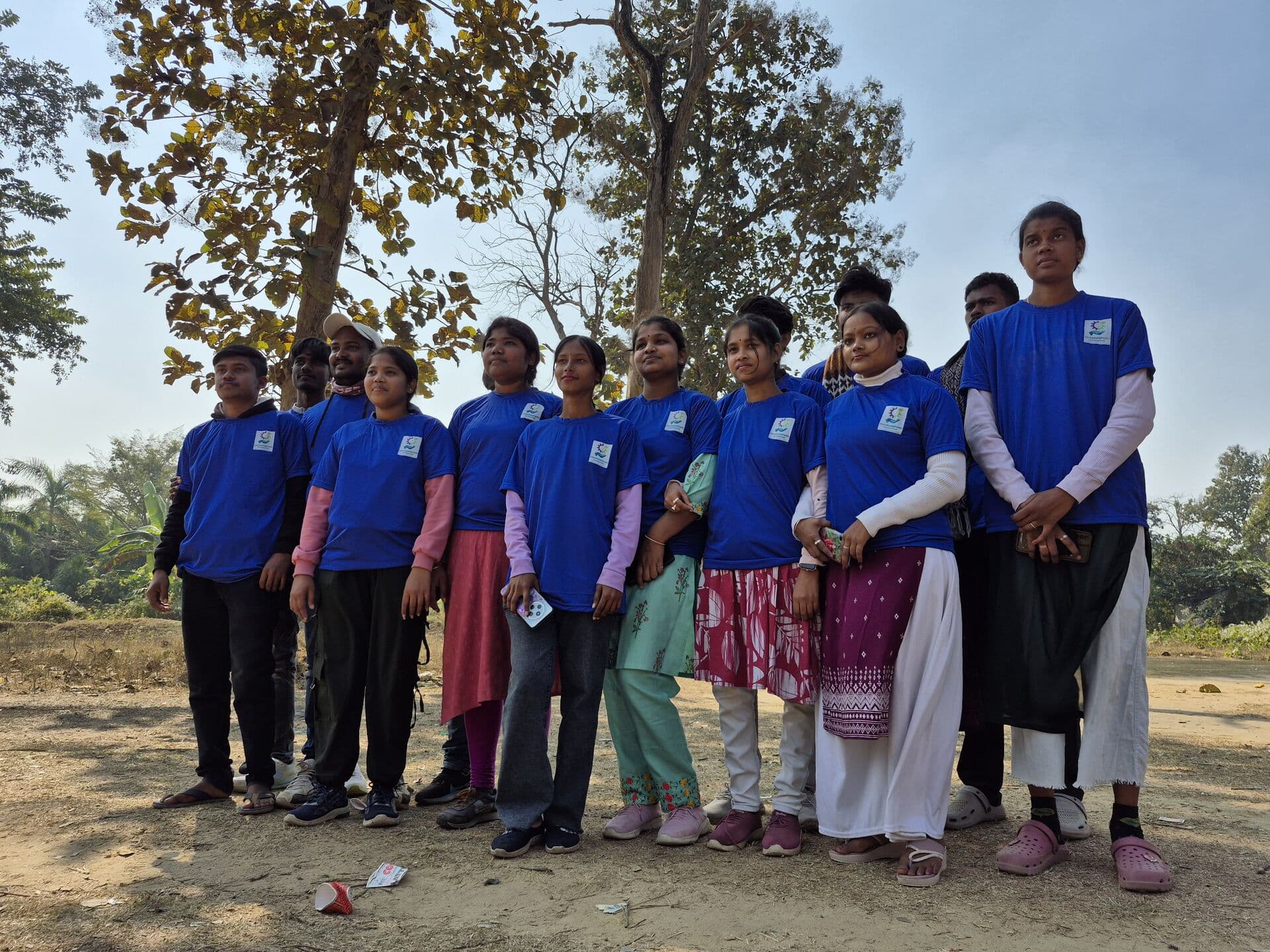 Volunteer team in blue t-shirts